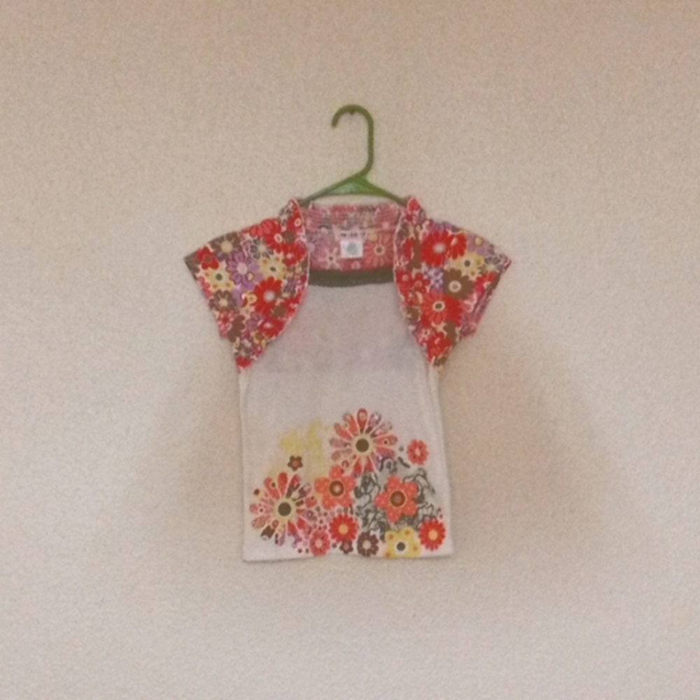 One Step Up white with colorful flowers 🌺 print size large (6x) girls top